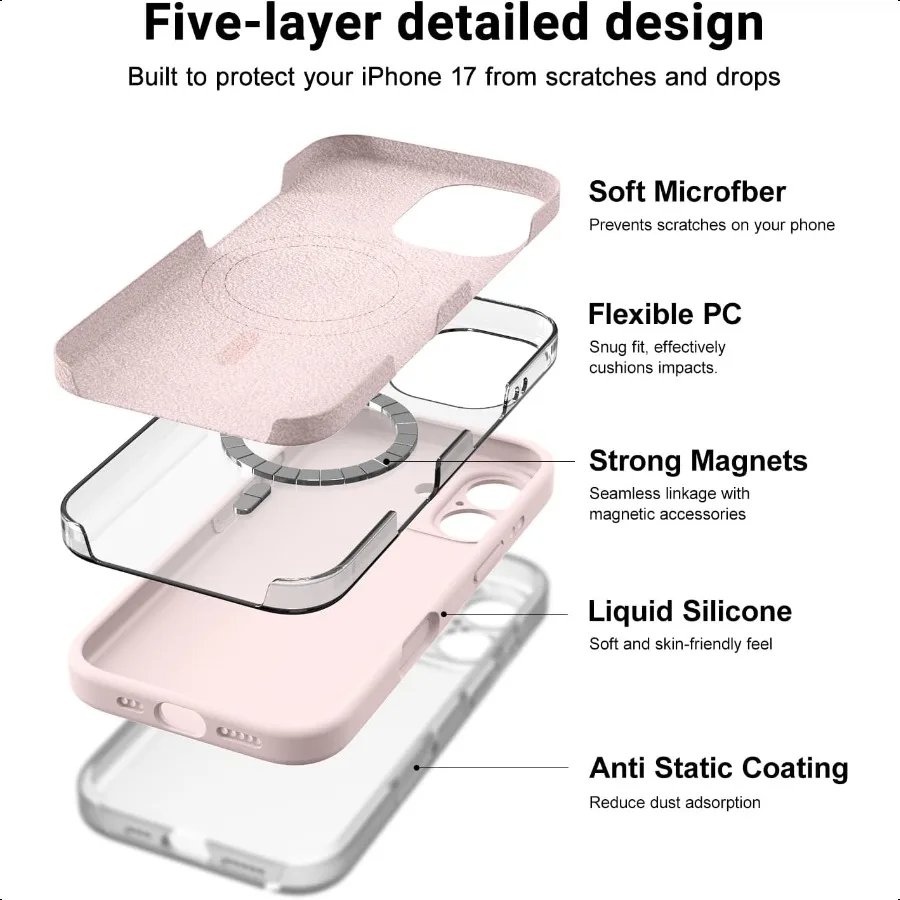 Magnetic for iPhone 17 CaseCompatible with Magsafe Classic Liquid Silicone Mobile Phone Case Integrated Camera Control Button A