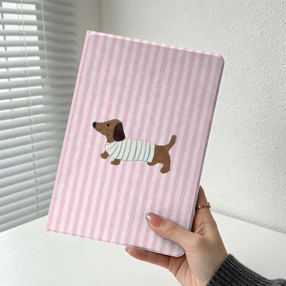 Cartoon Pink Heart Dachshund For Xiaomi Redmi Mi Pad 8 7 6 5 4 2 SE K Pro Max Ultra Poco Pad Soft Inch Tablet Case Cover