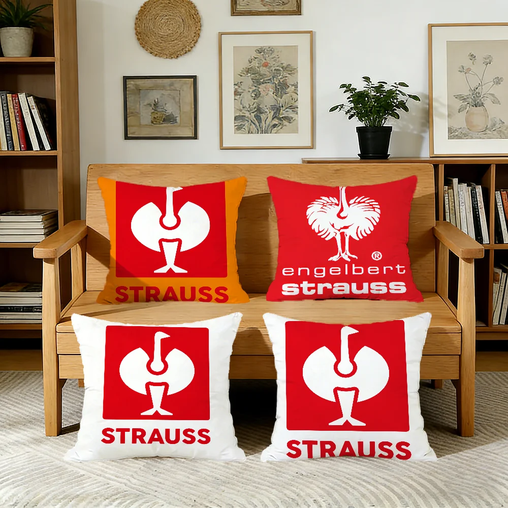 E-Engelbert LOGO S-Strauss cushion cover For Pillow Printing Sofa Decoration Home Car Room Coffee Shop Office Nordic Simplicity