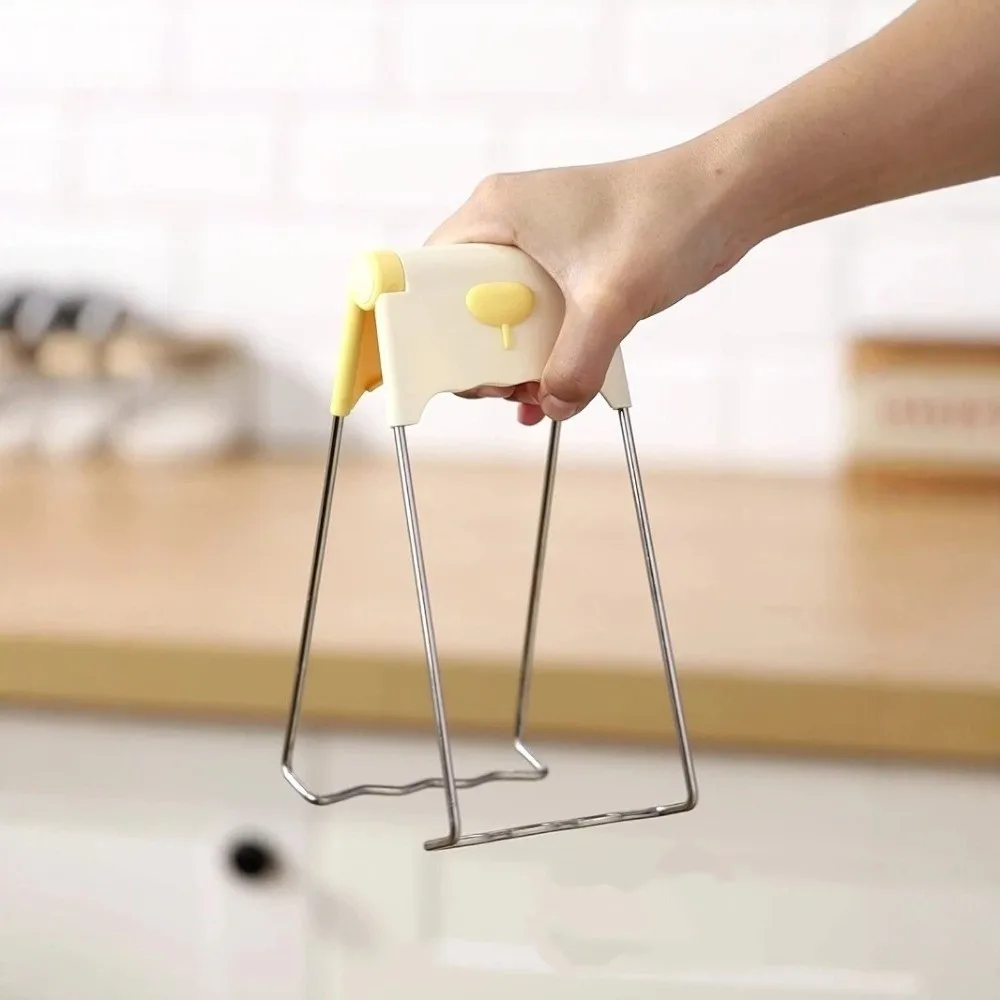 

Зажим для защиты от ожогов из нержавеющей стали, противоскользящий изолированный держатель для тарелок, мультяшная силиконовая ручка, держатель для чаши, овощи на пару