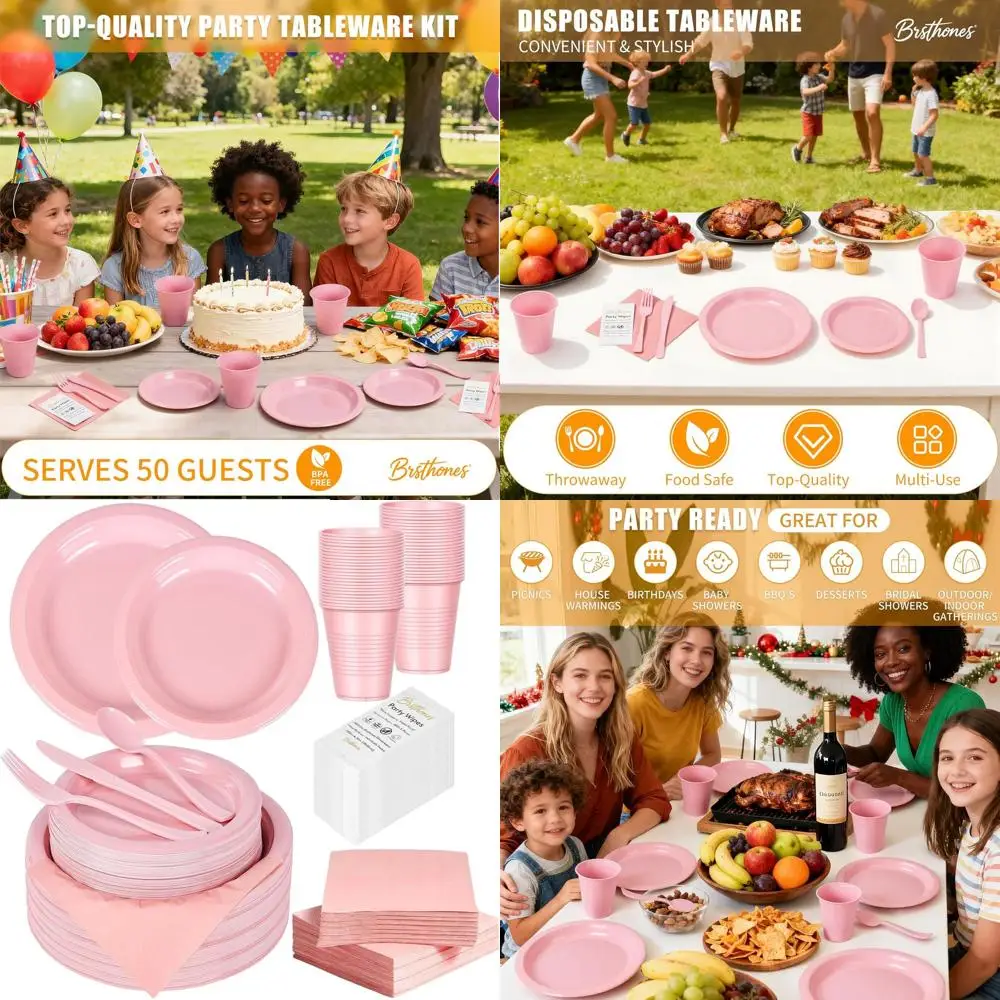 Set Of 400 Pink Pla…