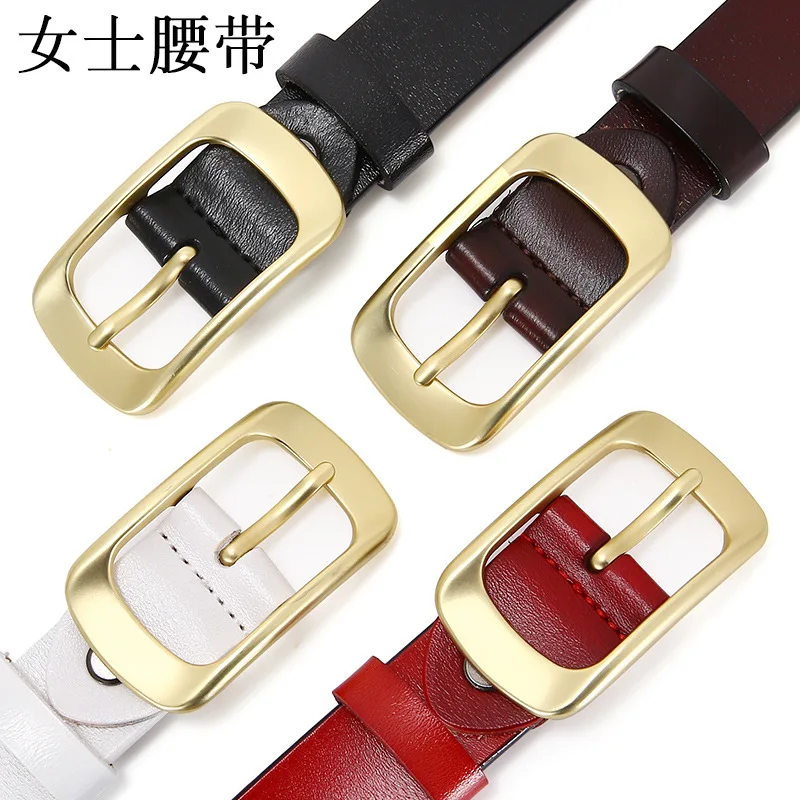 Ceinture en cuir véritable pour femme, cuir de vachette, version coréenne, ceinture de jeans strucdécorative, designer de luxe, savoir chaud, 2023