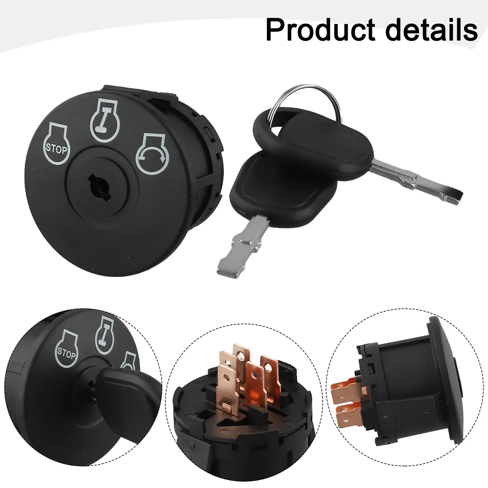 Ignition Switch with Key for 92504228 and 72504228 Riding Lawn Mowers Three Position Functionality for Enhanced Convenience