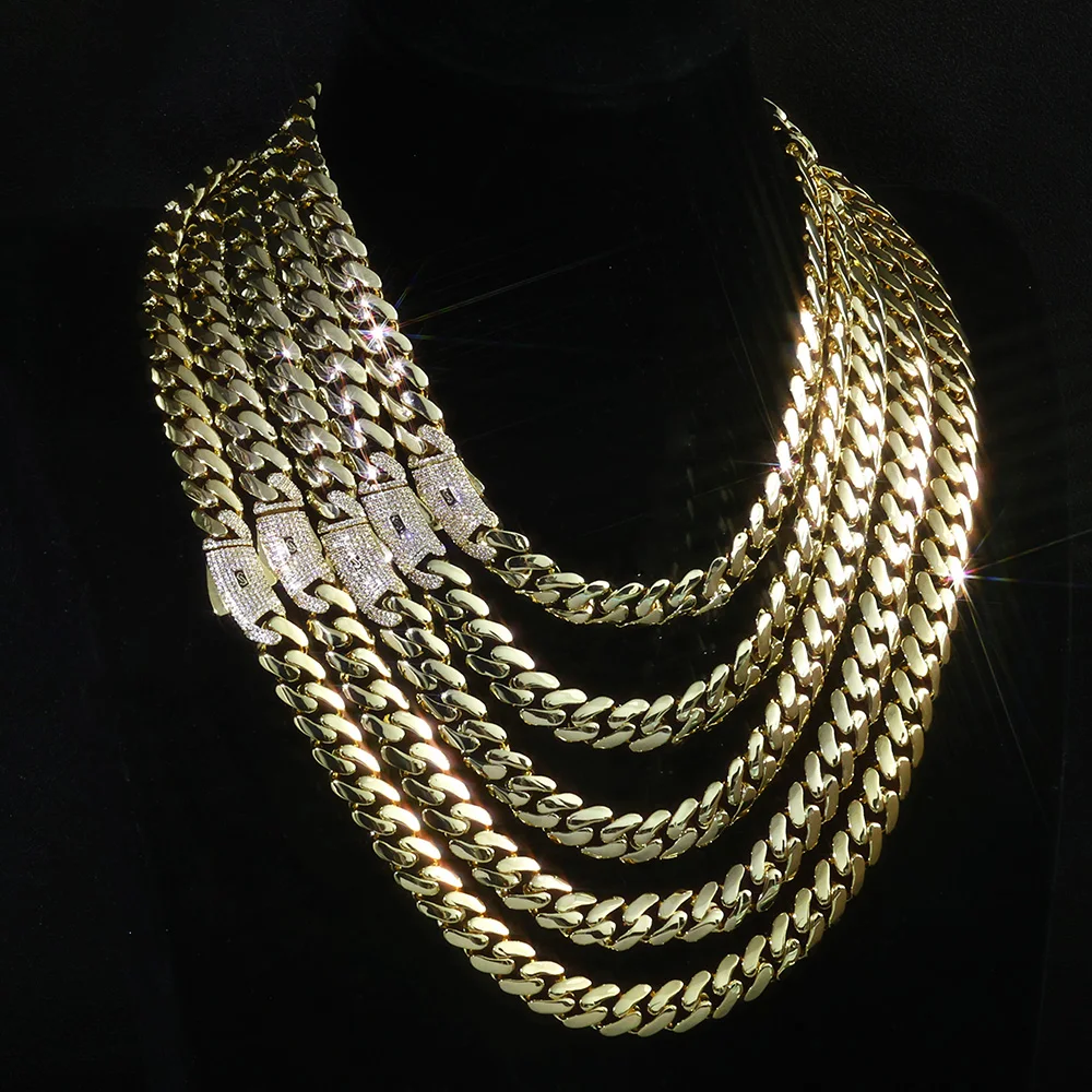 ESKEEM 12/15/20MM 14K Gold Plated Necklace High Quality Monaco Chain Trendy Unique Design Various Sizes Available