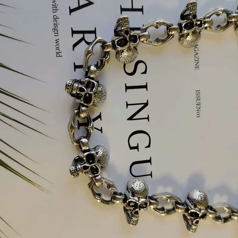 الرجال دراجة نارية المفاتيح جان السائق محفظة أحزمة سلسلة الجمجمة سحر القوطية روك الجمجمة السراويل السراويل الخصر مفتاح الرجال BL48 #5