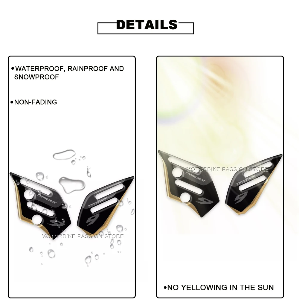 Para yamaha Tracer 9 gt 9 GT accesorios pegatina de protección de motocicleta para taburete lateral pegatina de resina epoxi de gel 3D 2023 negro
