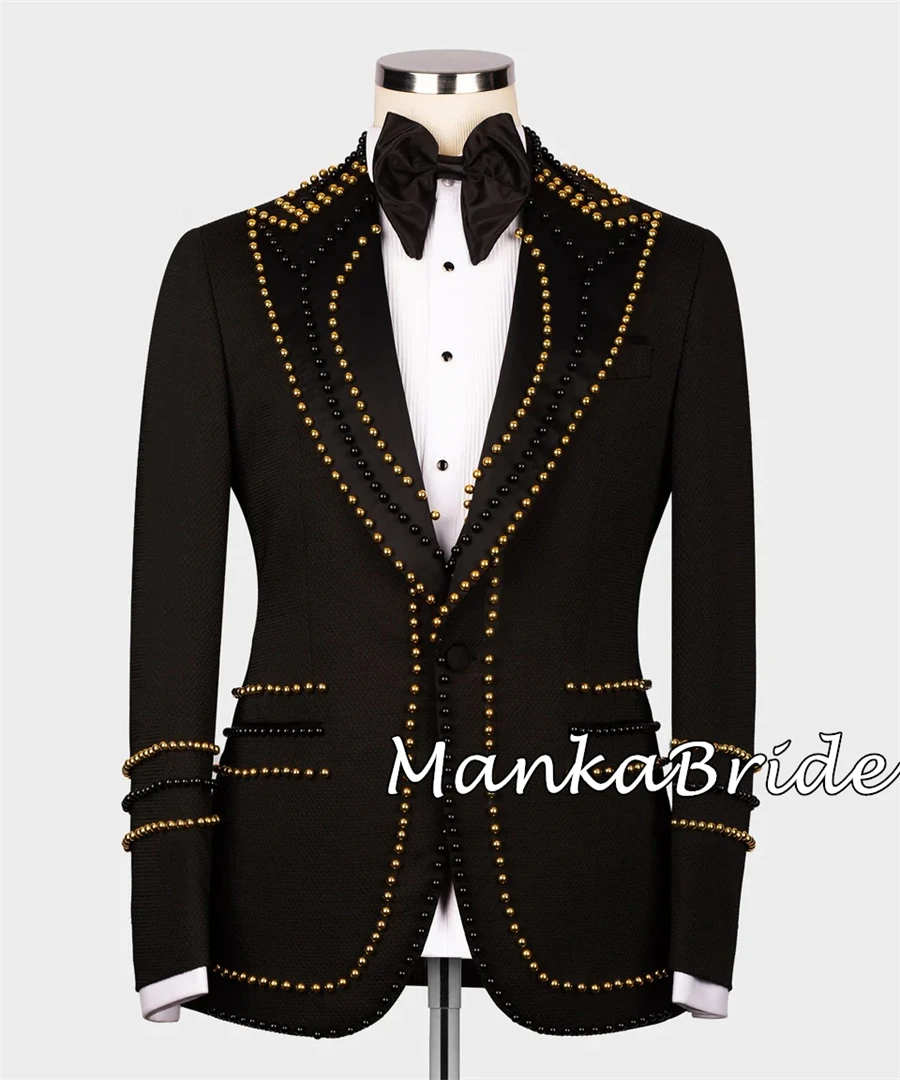 Luxury Pearls Groom Tuxedo for Wedding Prom  Double Vents Men's Blazer Only 1 Jacket