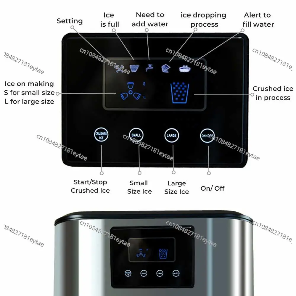 Automatic 15kg Household Portable Ice Maker & crusher 2 Size Ice Cubes Self-Cleaning Ice Making Machine Home Use Party ETL CB CE