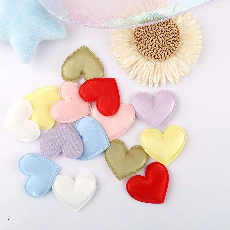 100 Stück 4CM Hitzegepresste Stoff-Herzapplikationen für DIY Handgemachte Haarspangen, Taschen, Hüte, Spielzeug und Stoffaccessoires – Detail 4