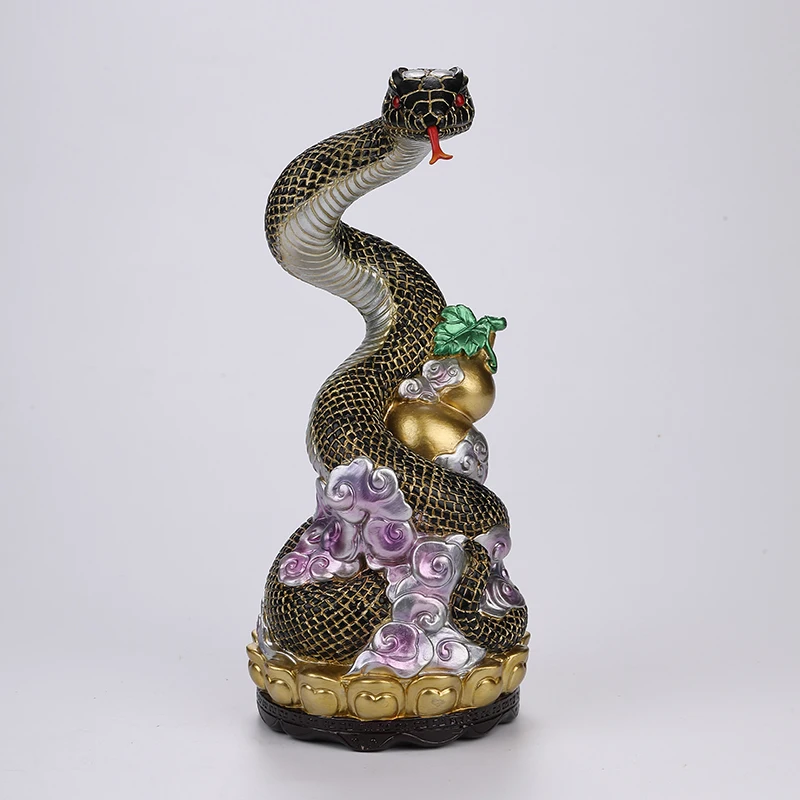 

Creative Resin Snake Sculpture Shaped Ornament, Buddha Hall Decorations, Home Living Room, Bedroom, Wealth Attracting, 25CM, 1Pc