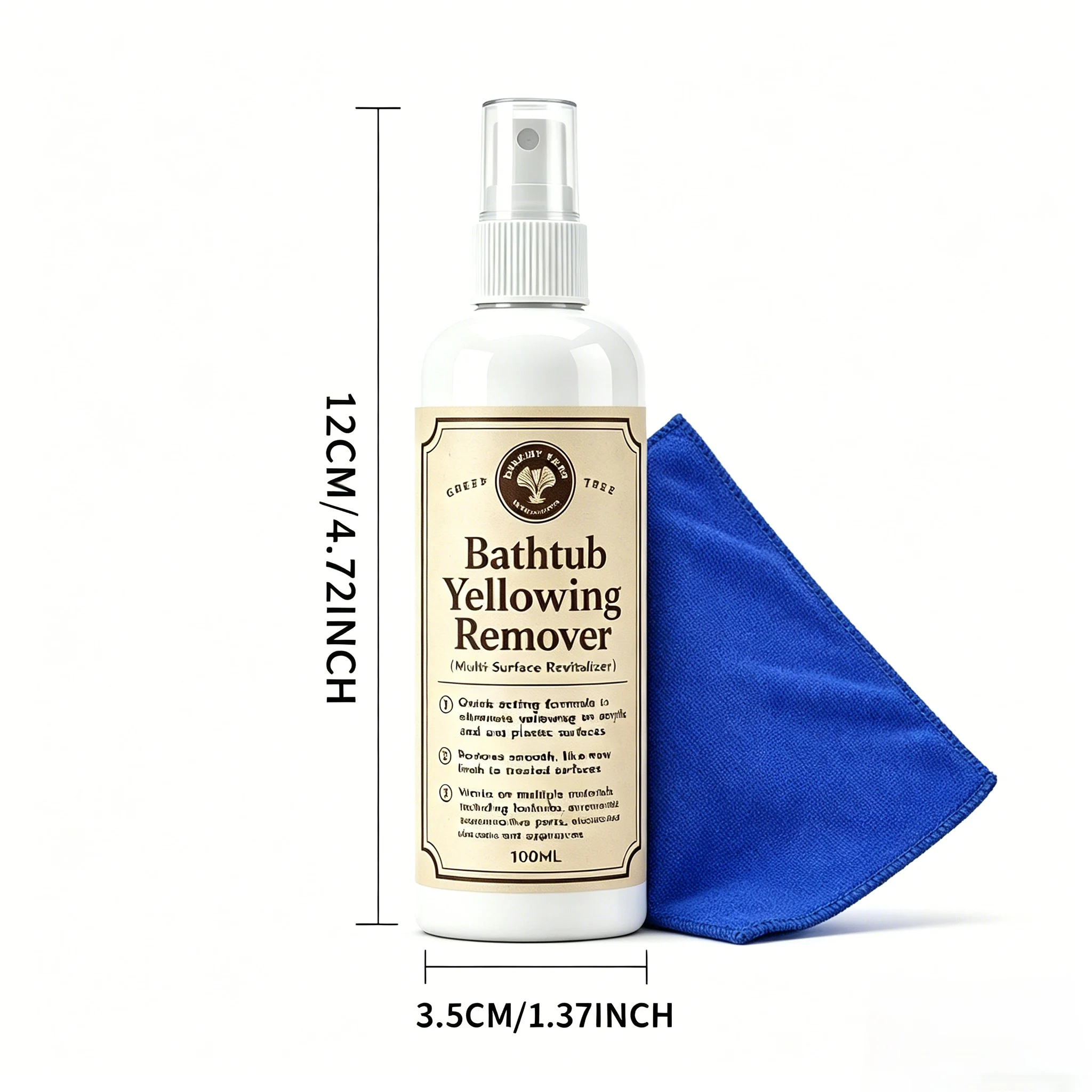 100ML Bathtub Yellowing Remover Spray Quick Acting Multi-Surface Revitalizer for Acrylic Plastic Bathroom Automotive Parts Appli