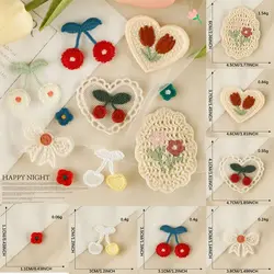 Cherry Flower Embroidery Patch Sew-on DIY Applique Repair For Jeans Hats Bags Clothing Creative Sewing Clothes Badges Patch