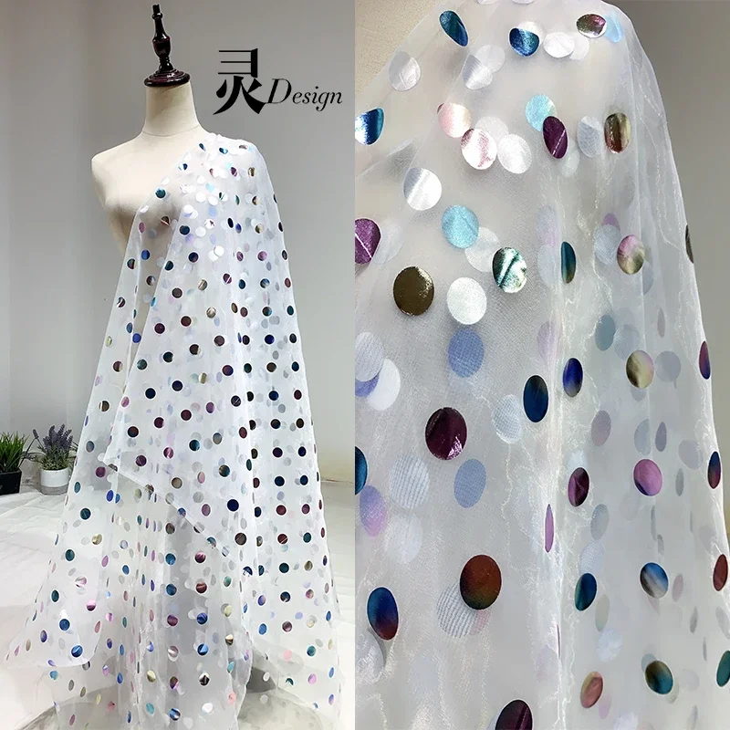 

Ткань из органзы, круглая точка, иллюзорный цвет, мягкая декоративная пушистая юбка, древняя дизайнерская ткань Hanfu, шитье своими руками по метрам