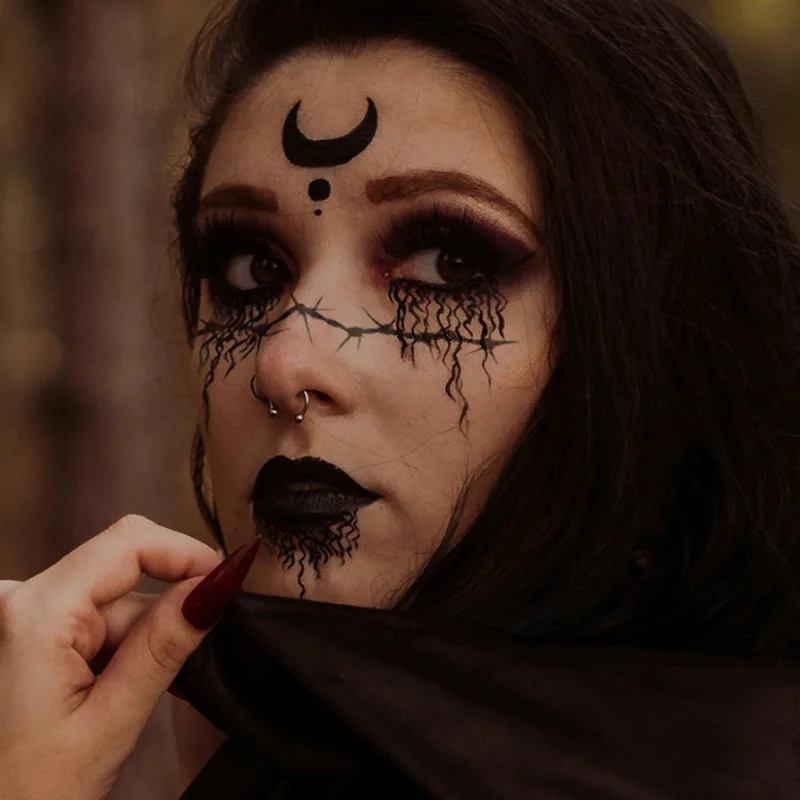 ملصقات وشم الهالوين، ملصقات وجه جرح الندبات، ملصقات مهرجان حفلة العين، الجبين، زينة الوجه، أدوات مكياج الوشم المؤقت