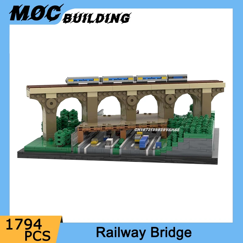 

Конструктор MOC: Модель современного железнодорожного моста для города, креативные игрушки для сборки уличных сцен, набор для самостоятельной сборки, коллекционные кирпичики, подарки на Рождество