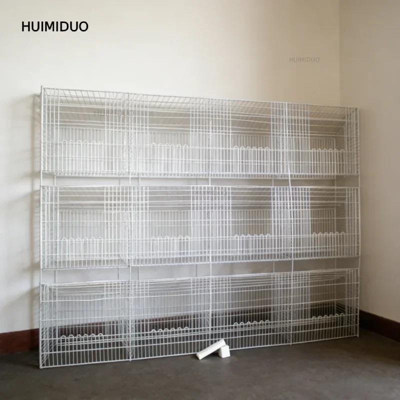 Commercial 3-Tier Rabbit Breeding Cages With Nest Boxes & Automatic Watering, Galvanized Metal Rabbit Hutch For Farm Rearing