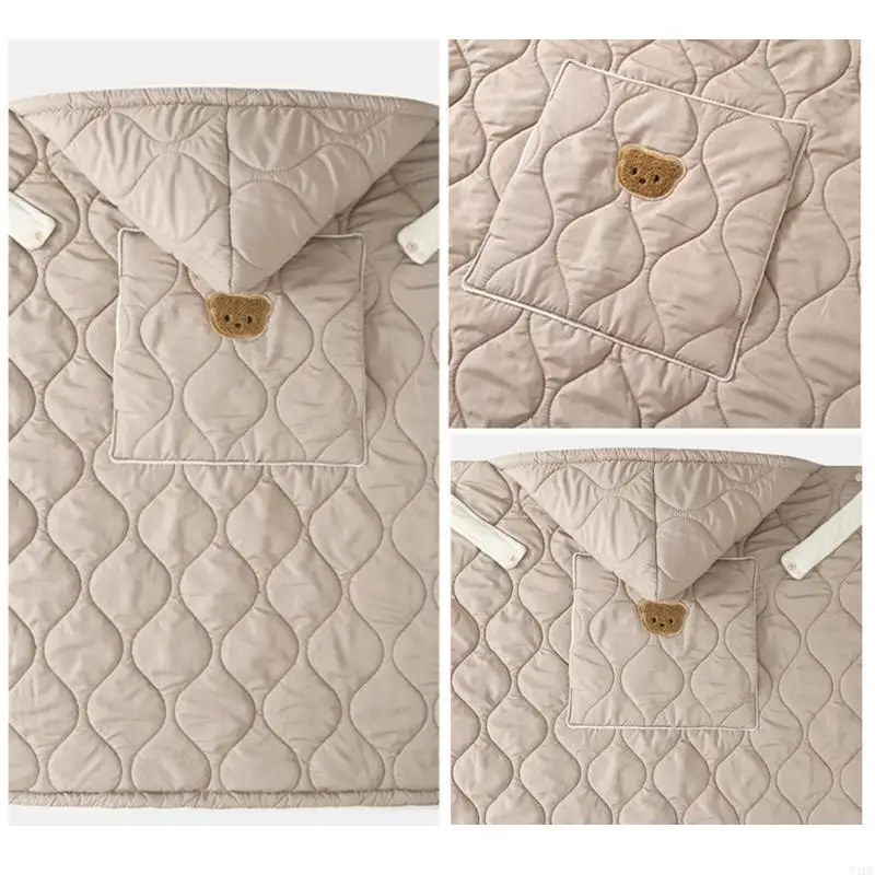 54DF Manta capa infantil multiusos, cubierta para cochecitos, manta gruesa con capucha