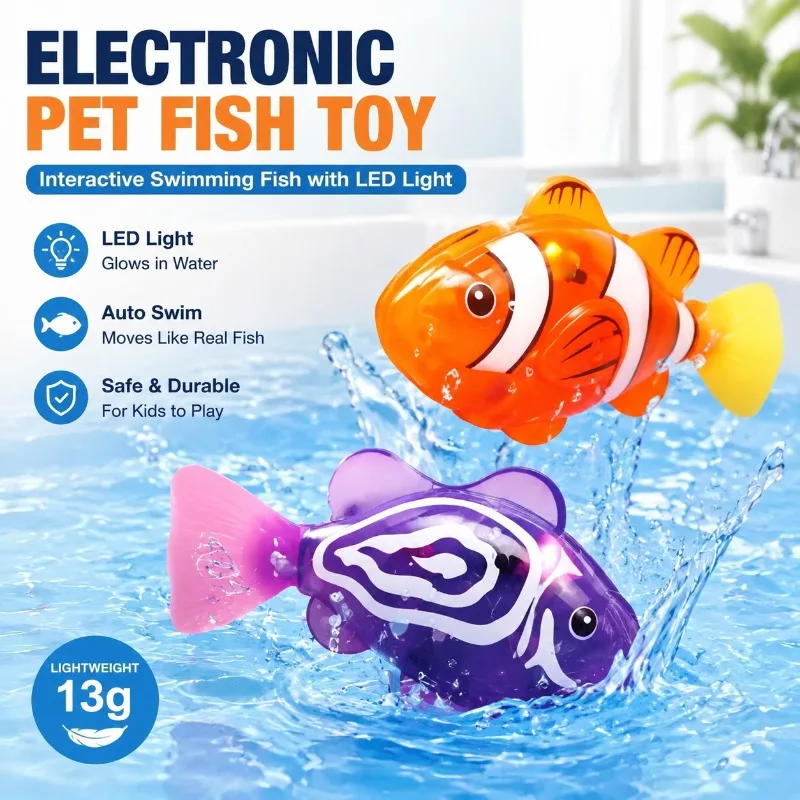 Electric Induction Simulated Fish Toy Glowing Interactive Swing Fish Smart Sensing Moving  Aquatic  Plaything for Bath