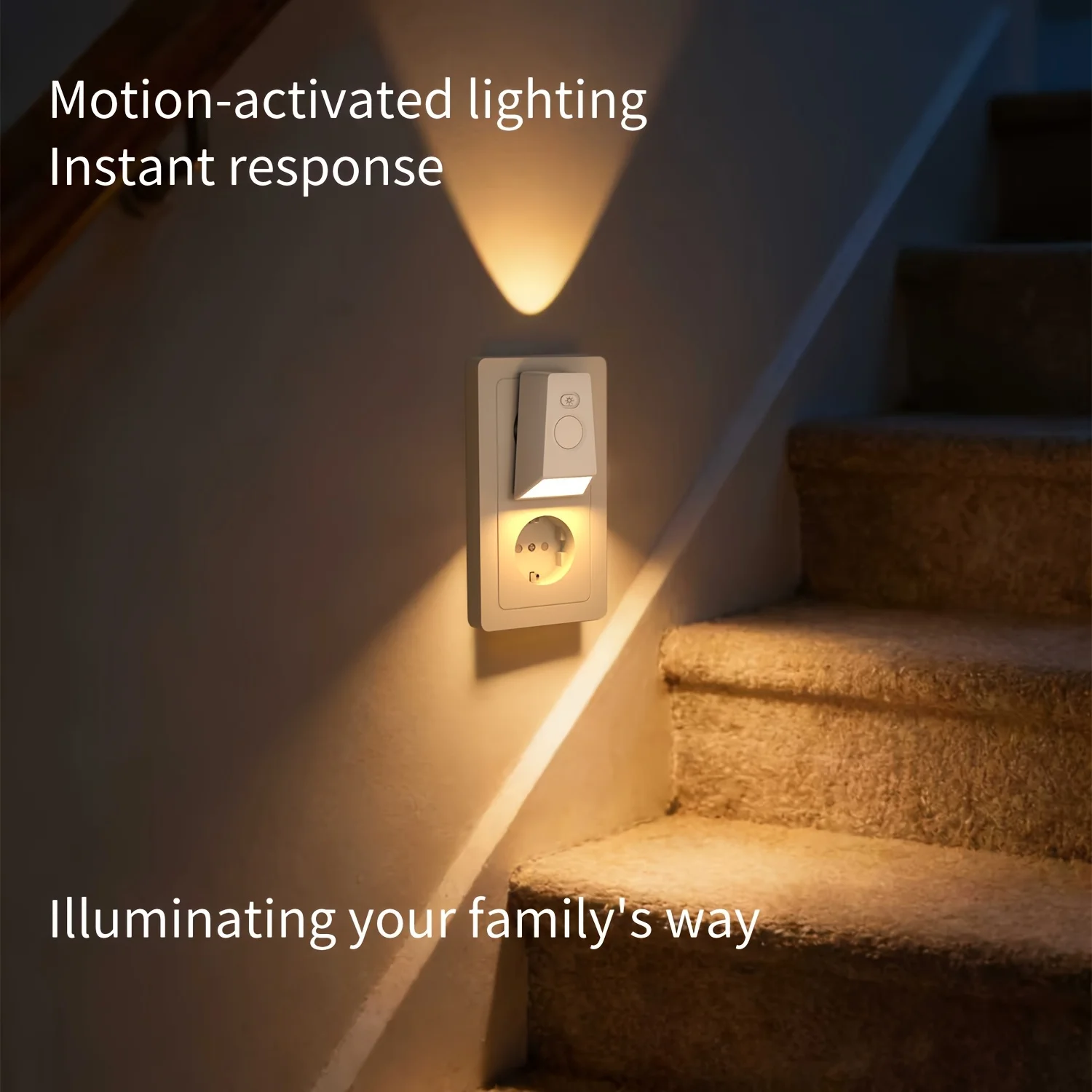 Motion Sensor LED Night Light EU Plug Infrared Smart Sensor Wall Lamp for Bedroom Stairs Hallways Warm White Plug In Night Lamp
