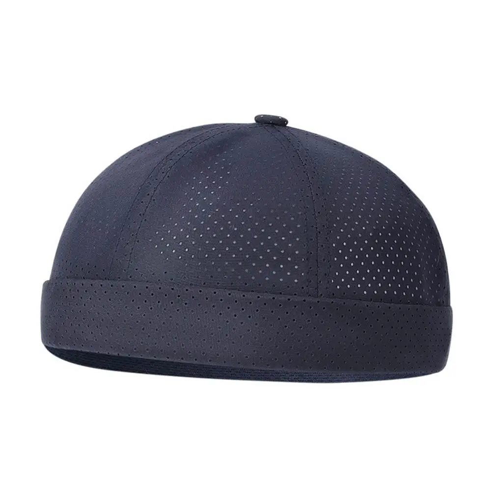 Ciepła Oddychająca Czapka Skullcap Unisex z Elastycznymi Panelami, Czapka Docker, Streetwearowa Czapka Dome, Czapki Hip Hop, Regulowane Wiosenne Czapki Bez Daszka z Siatką