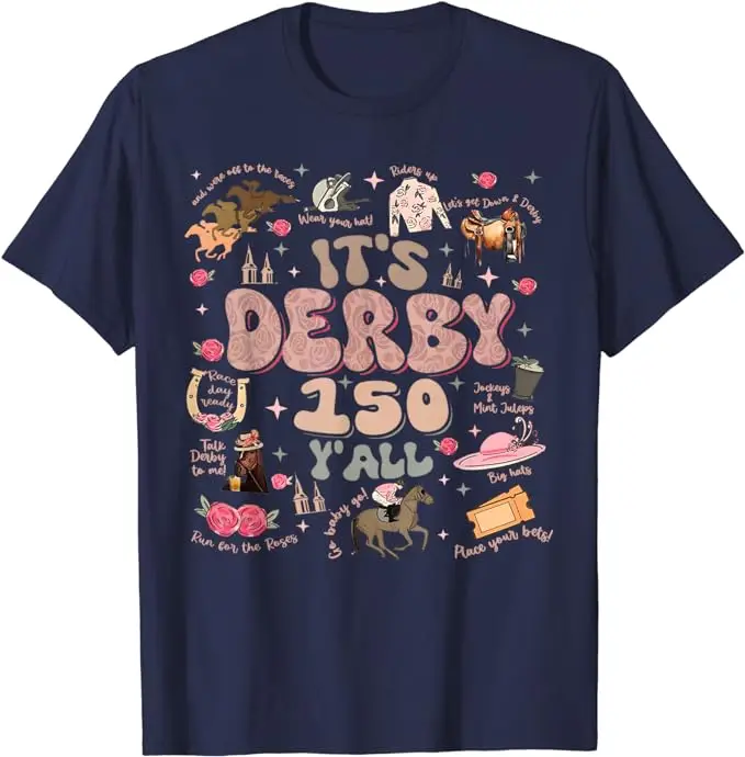 Vintage It's Derby 150 Yall 150th Horse Racing KY Derby Day T-Shirt Talk Derby To Me Funny Horse Racing Lover Graphic Tee Tops