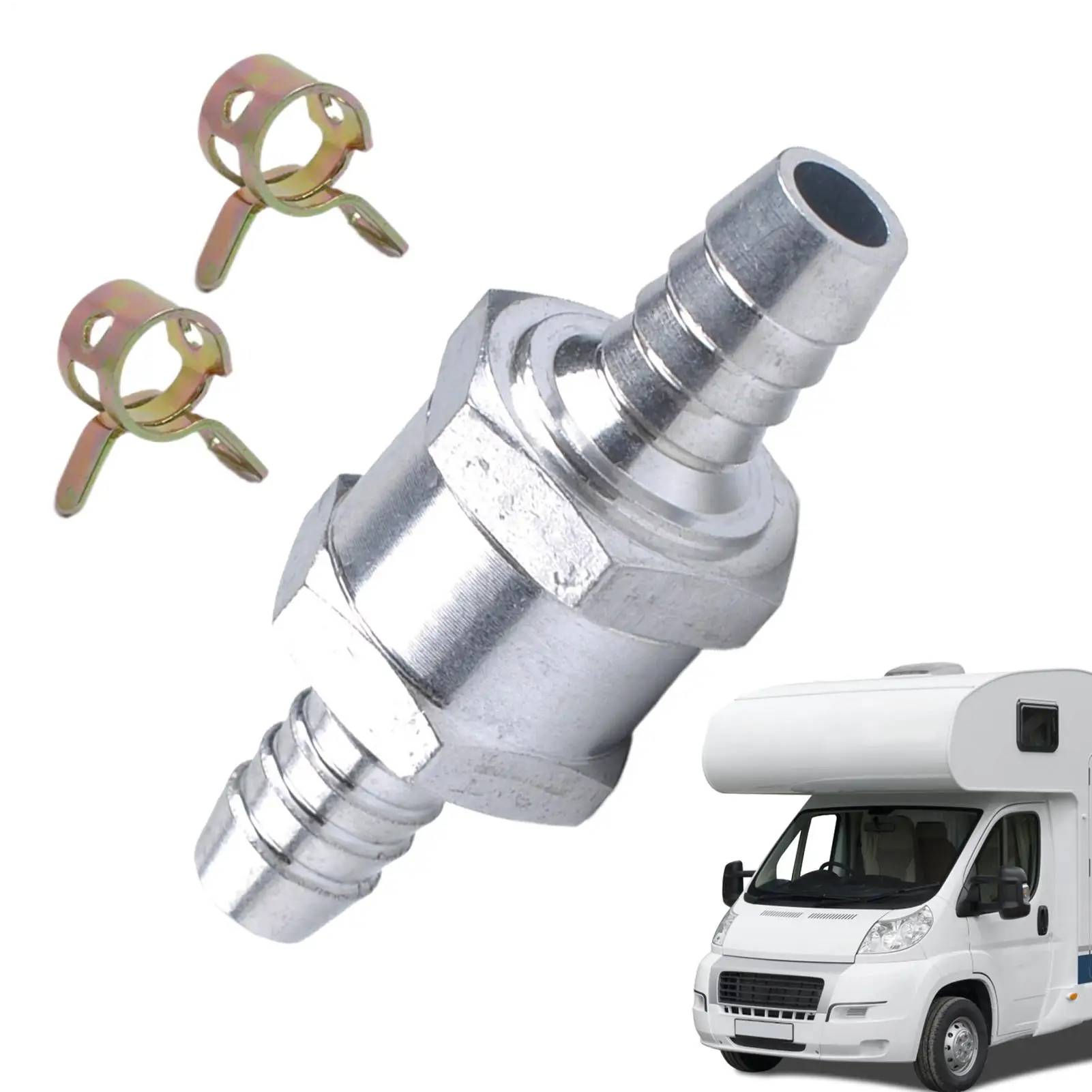 Aluminum Check Valve With 2 Pcs Clamp Backflow Preventer Adapter Check Valves For Automotive Boat Marine Pressure Balance