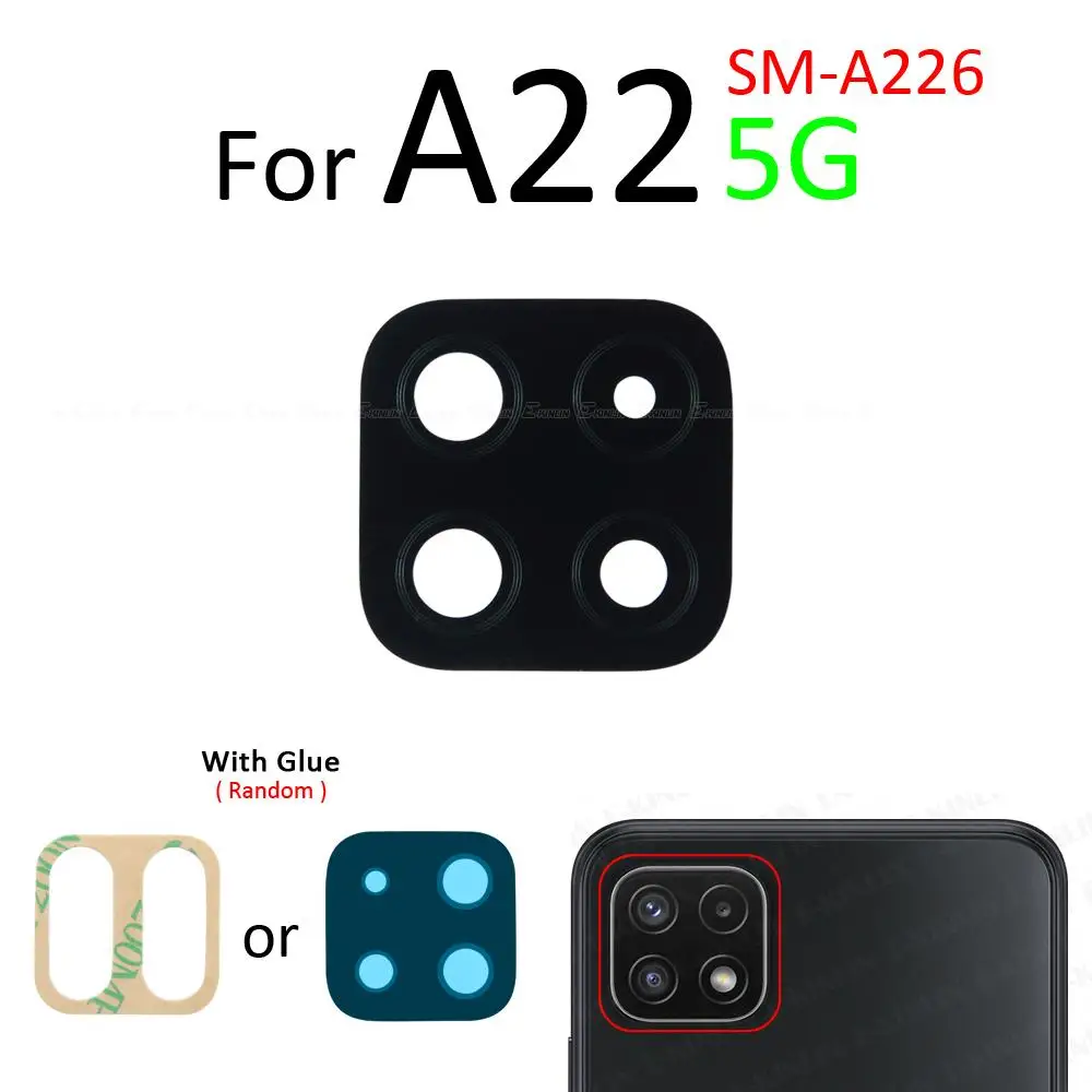 Rear Camera Lens With Glue Sticker For Samsung Galaxy A02 A12 A22 A32 A42 A52 A72 A33 A53 A73 5G 4G Back Camera Glass Parts