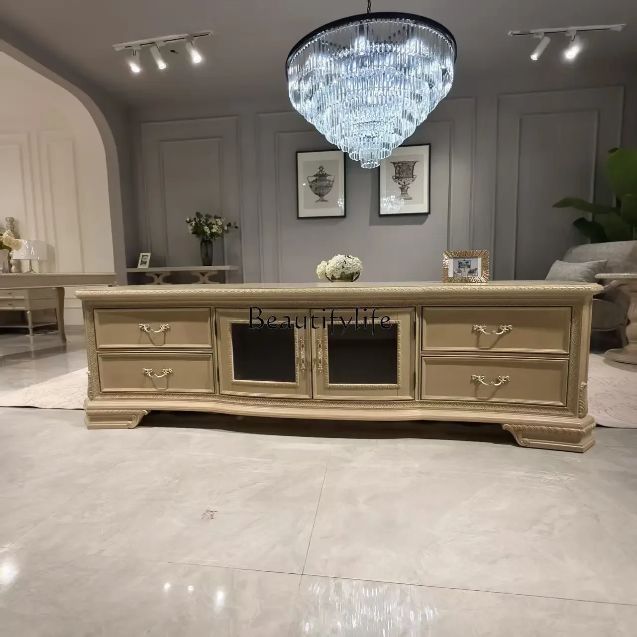 

yj5 American light luxury solid wood TV cabinet modern simple small apartment living room