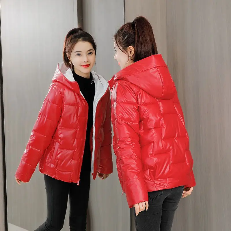 Imagem -04 - Parkas com Capuz Brilhante para Mulheres Jaqueta Grossa Quente Cabolsa de Algodão Coreano Casual Feminino Solto Roupa de Neve Novo Inverno R002 2024