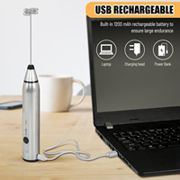 Electric Handheld Egg Whisk Milk Frother Foam Maker USB Rechargeable Mixer with 2 Stainless Steel Whisks 3 Speed Adjustable