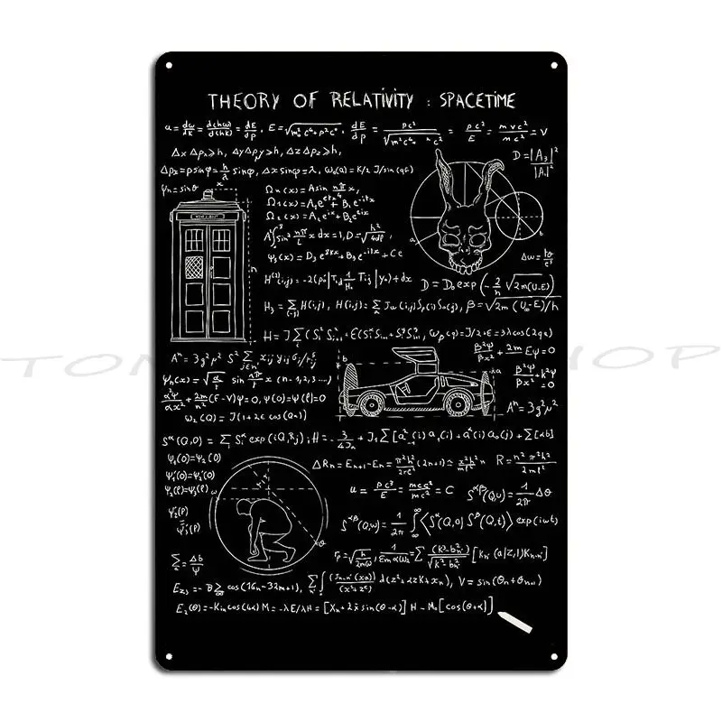 Theory Of Relativity Spacetime Metal Sign Wall Cave Wall Mural Party Home Custom Tin Sign Poster