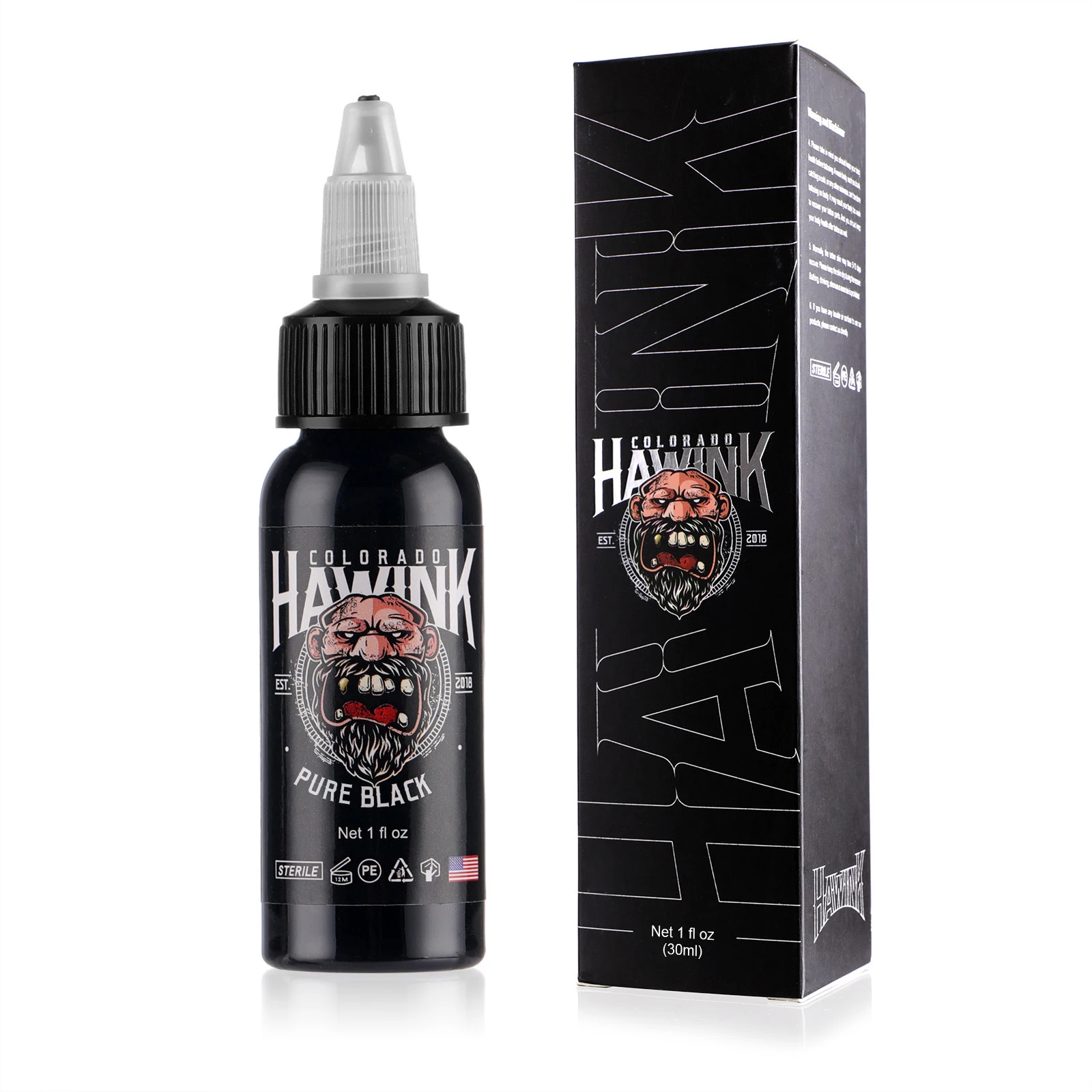 Hawink Imported Premium Tattoo Ink Set True Black Pigment 15/30/60/120/240ml Permanent Tattoo Color Kit