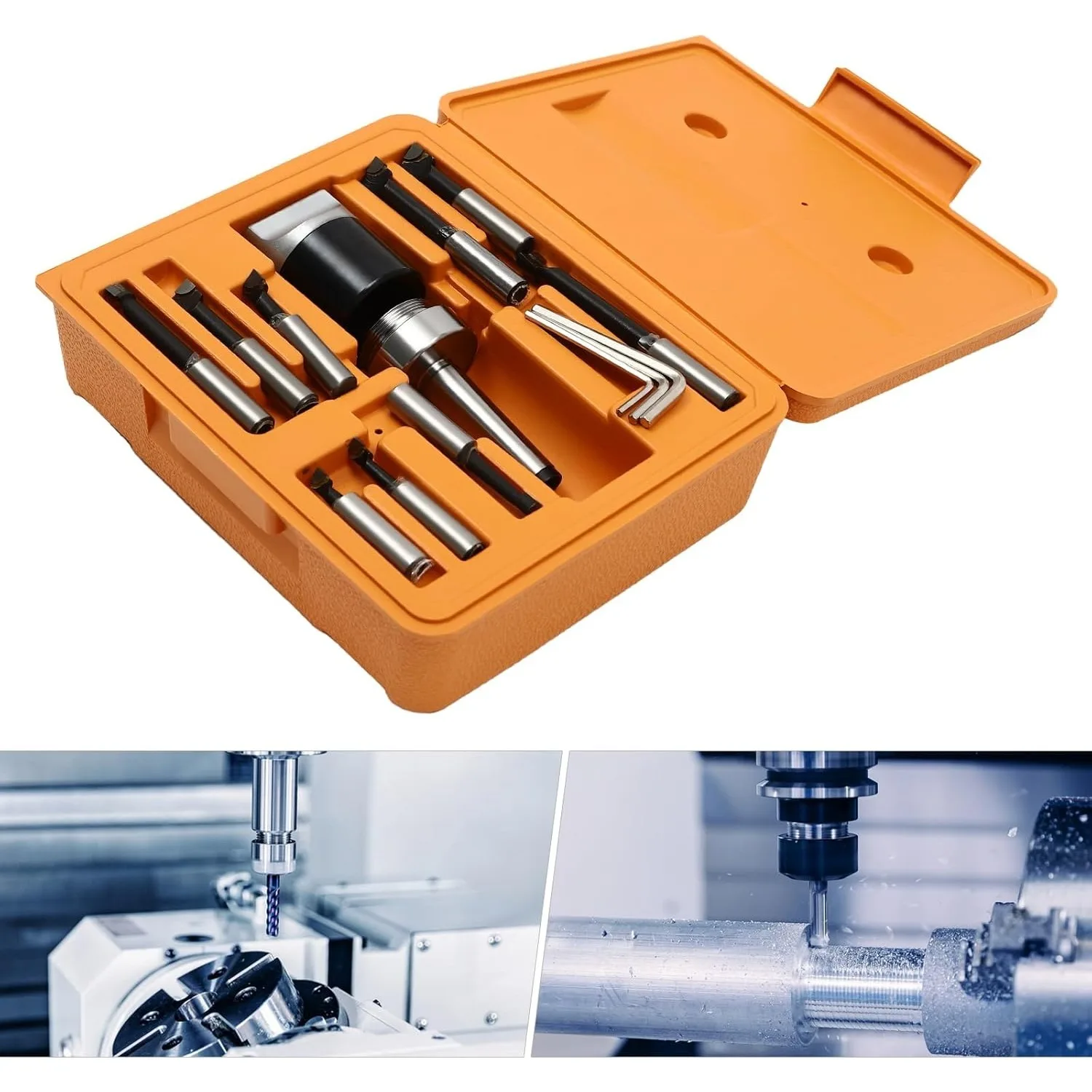 9Pcs M12 Straight Shank Milling Cutter, 10-125mm Drill Bit Set, Milling Machine Accessories Woodworking Cnc Router Collet Extension Rod