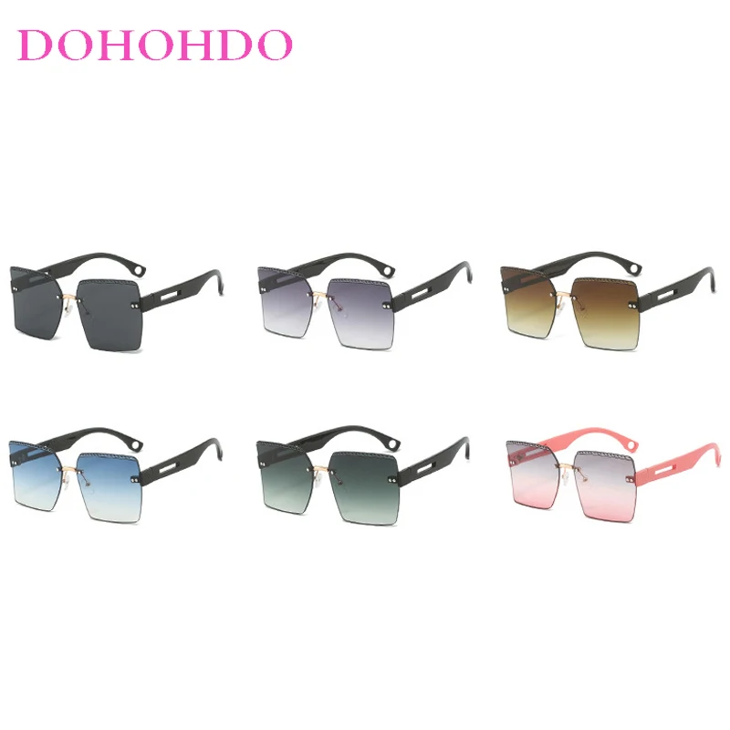 Rimless Square Sunglasses Women Men Luxury Brand Designer Outdoors Sports Summer Traveling Sun Glasses UV400 Gafas De Sol Mujer