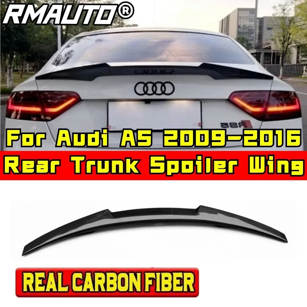 Car Rear Trunk Spoiler Modification Part M4 Style Car Rear Spoiler Wing For 2009-2016 Audi A5 B8 COUPE 2 Doors Car Accessories