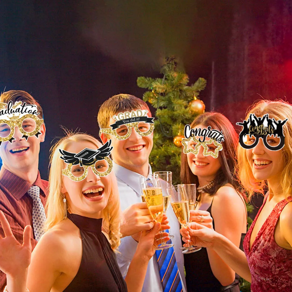 

8Pcs Graduation Paper Glasses Photo Booth Props Party Fun Eyewear Decoration for 2024 Grad Celebrations Graduation Glasses