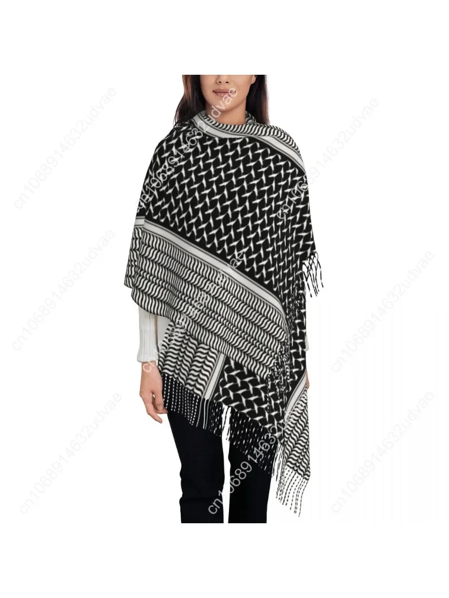 

Arabic Kufiya Hatta Traditional Keffiyeh Pattern Scarf for Women Fall Winter Shawl Wrap Long Large Shawl Scarf for Evening Dress