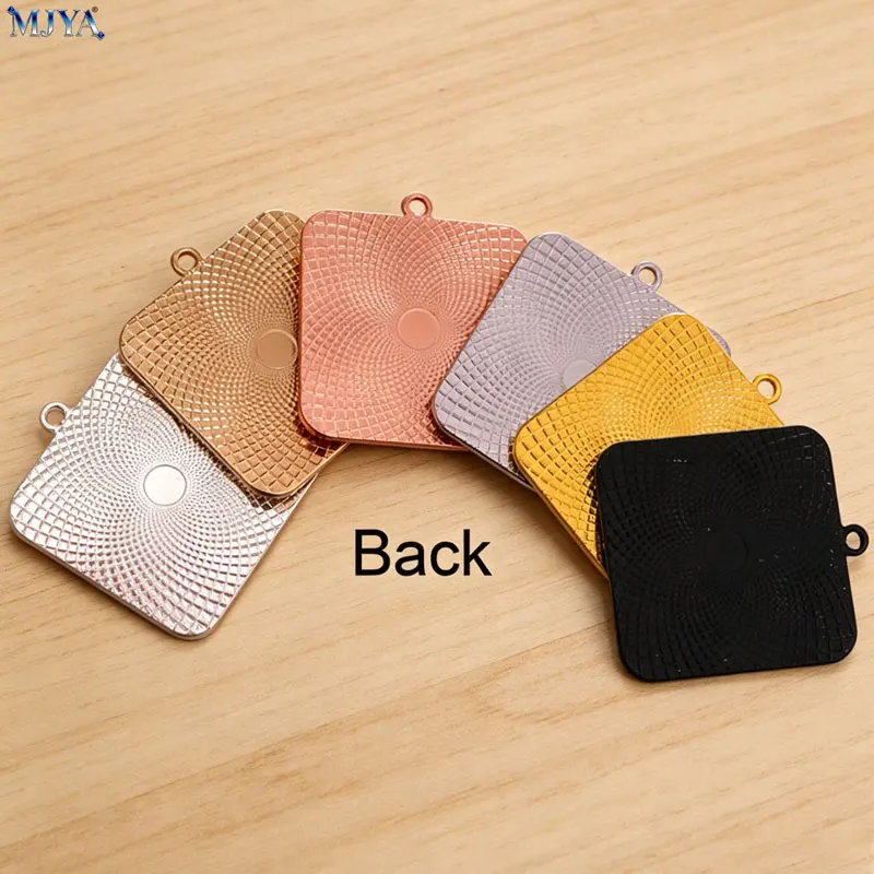 MJYA 5PCS Square Pendant Cabochon Base Inner 25mm Crystal Bezels Tray Charm For DIY Jewelry Making Necklace Supplies Accessories