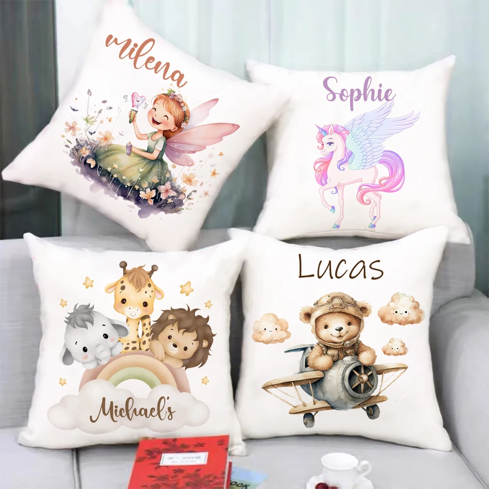 Personalized Pillow Cover Fire Custom Name Pillow Dust Case Kids Bedroom Decor Pillowcase Birthday Shower Gifts for Children