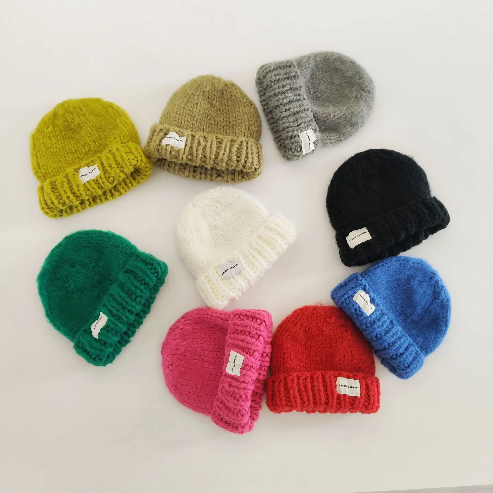 Autumn Winter Warm Knitted Soft Cap Baby Knitsuit Girl Children Fashion Knitting Casual Hat Boy Baby Solid Simple Cotton Hats