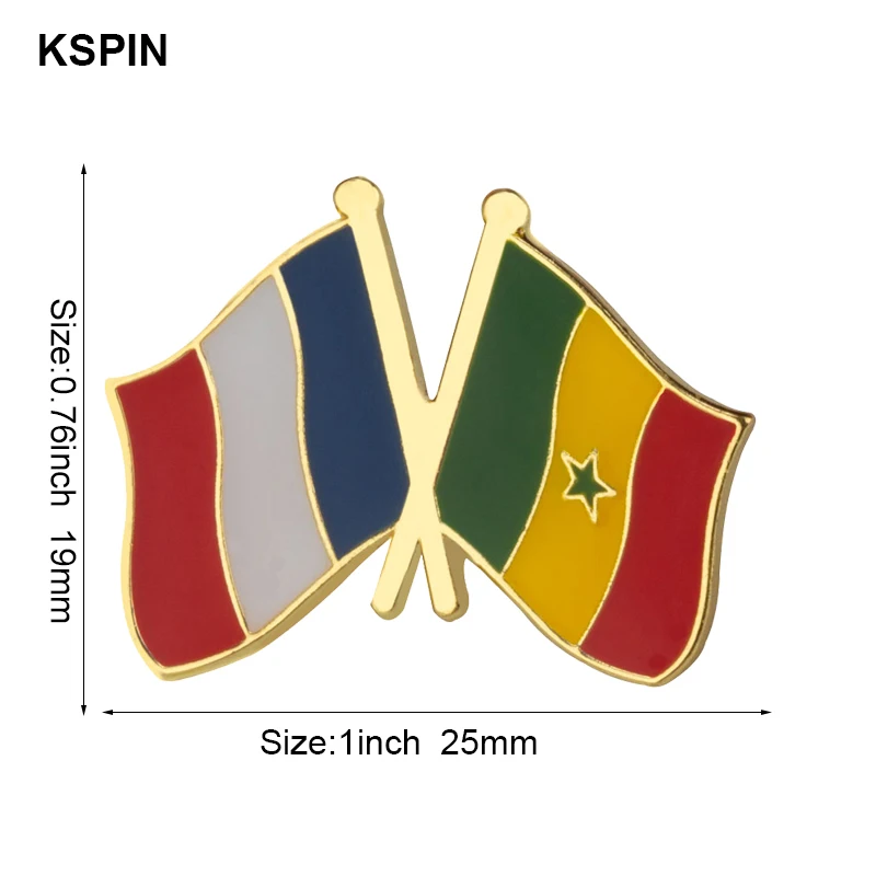 France & Senegal Friendship Flag Metal Lapel Pin Flag Pin Badge