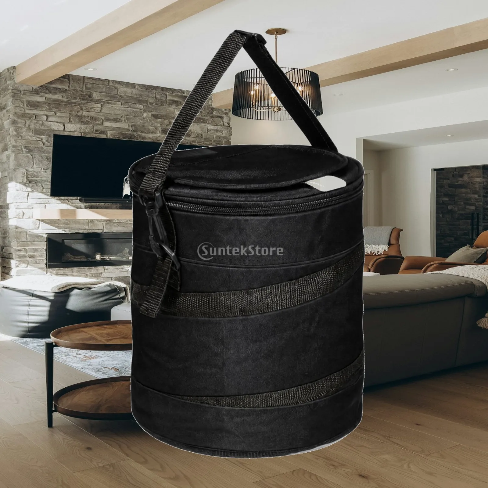 Cylindrical Insulated Cooler Bag Large Leather Exterior Cooler Bag Lightweight Spacious for Golf, Outdoor Activities