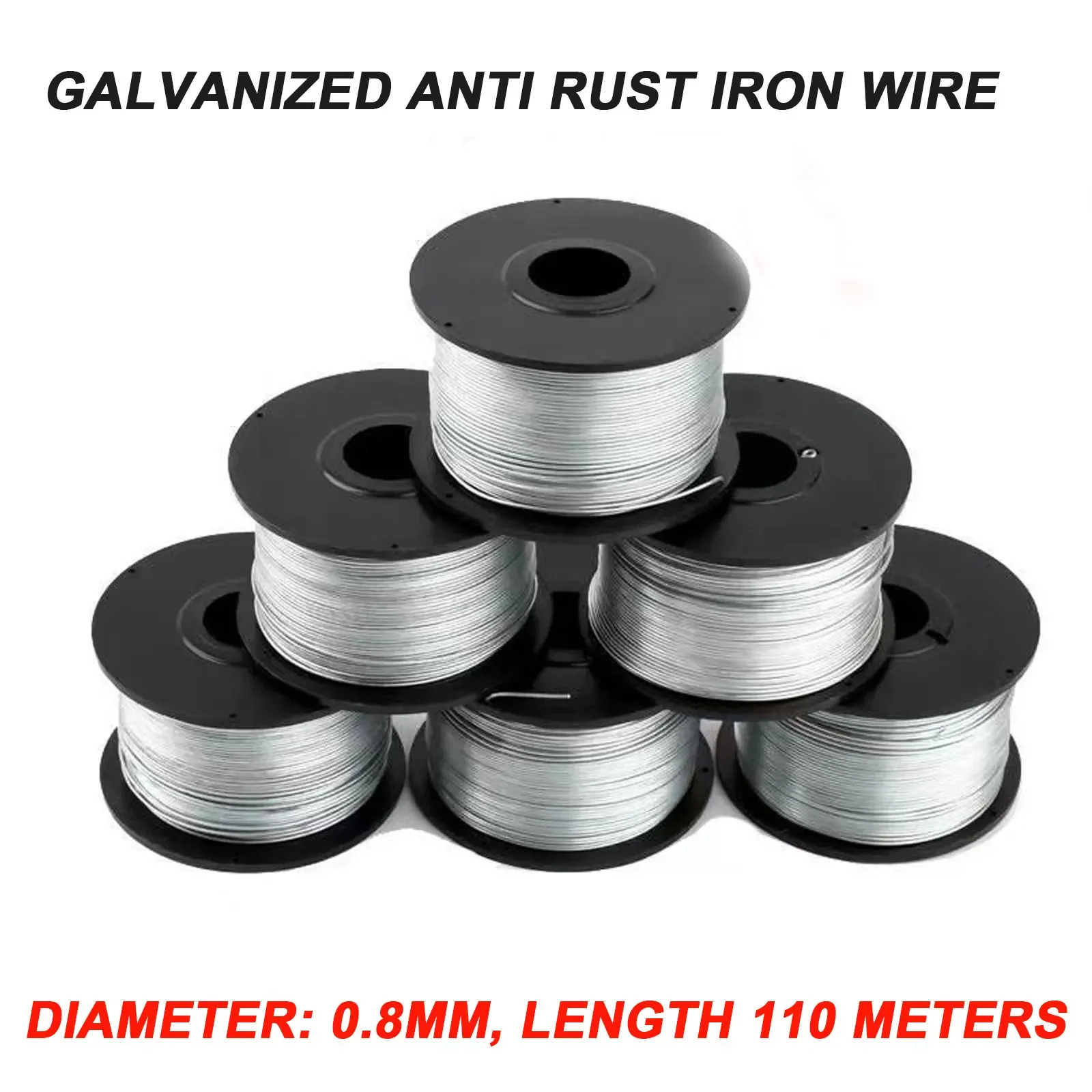 a*-0.8mm Diameter Rebar Tie Wire Coil 5 Roll Anti-oxidationIndustrial Tool 110m Length for Handicraft Product Packaging^