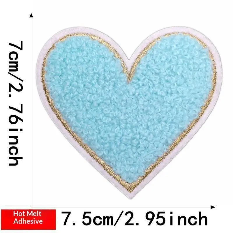 Mehrfarbige Handtuch-Stickerei-Herz-Aufnäher zum Aufbügeln, weich, flauschig, einfach anzubringen, perfekt für DIY-Jacken, Taschen, Bastelarbeiten, Dekorationen. – Detail 12