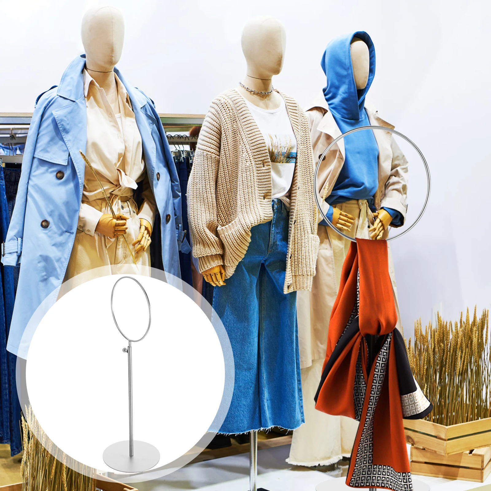 

Scarf Hook Display Stand Scarves Rack Window Women Silver Stainless Steel Organizer