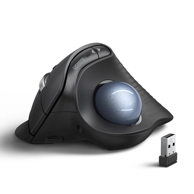 UGREEN Pionowa Mysz Trackball Bluetooth Bezprzewodowa 2.4G z Możliwością Ładowania 65 °   Ergonomiczne, ciche myszy dla Windows, MacOS, iPadOS, Android — zdjęcie produktu 7