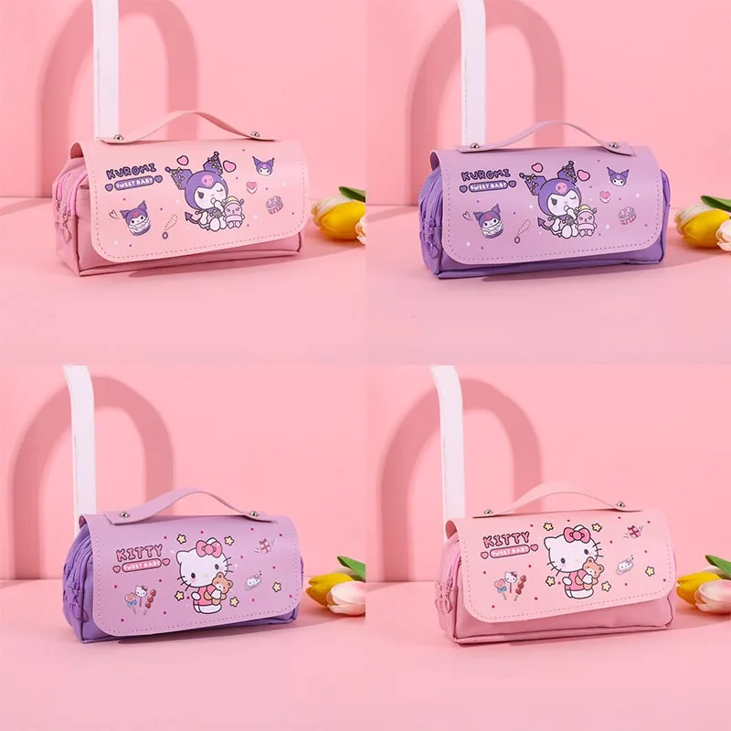 

6pcs/lot Kawaii Sanrio Kuromi Cat Pencil Case Creative High-Capacity Pencil Box Stationery Pen Bag School Supplies