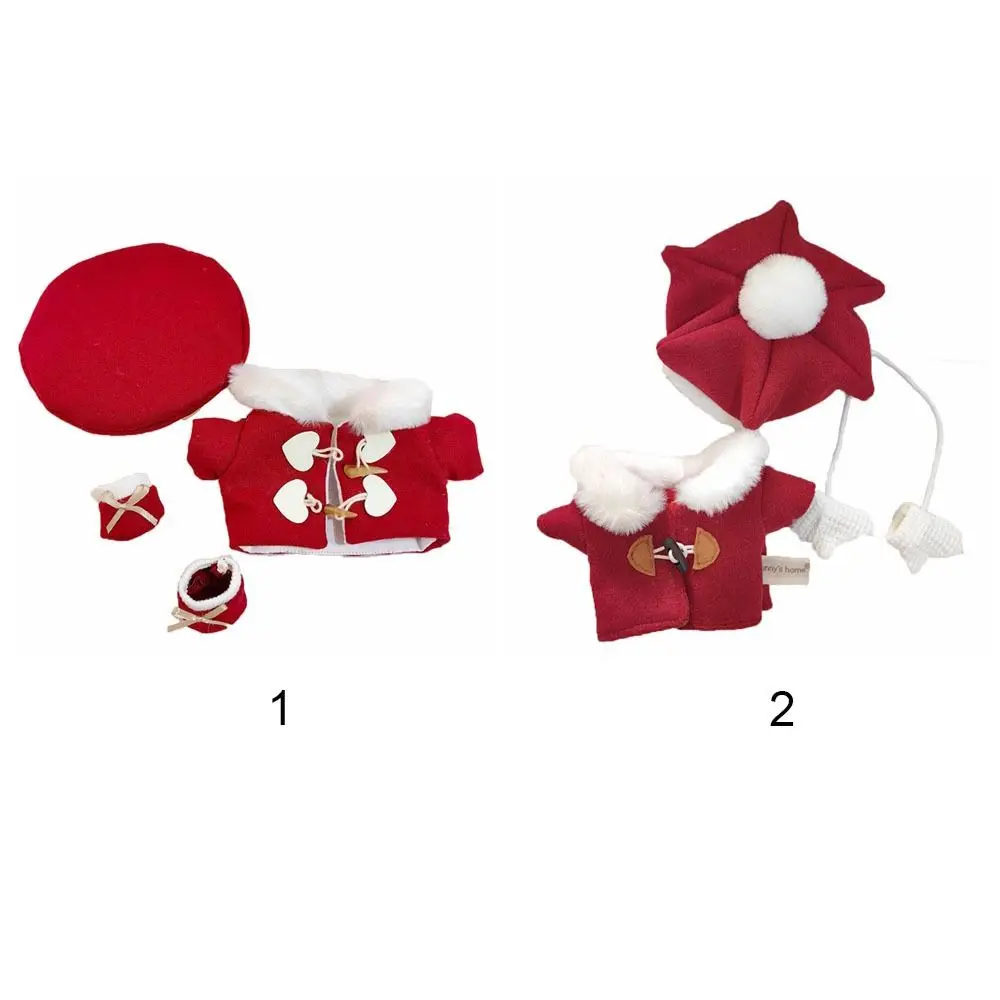 Manteau en laine de beurre imbibé, accessoires cadeaux, pardessus rouge, ensemble de bonnets, vêtements de maison de jeu bricolage, poupées en peluche en coton, 20cm