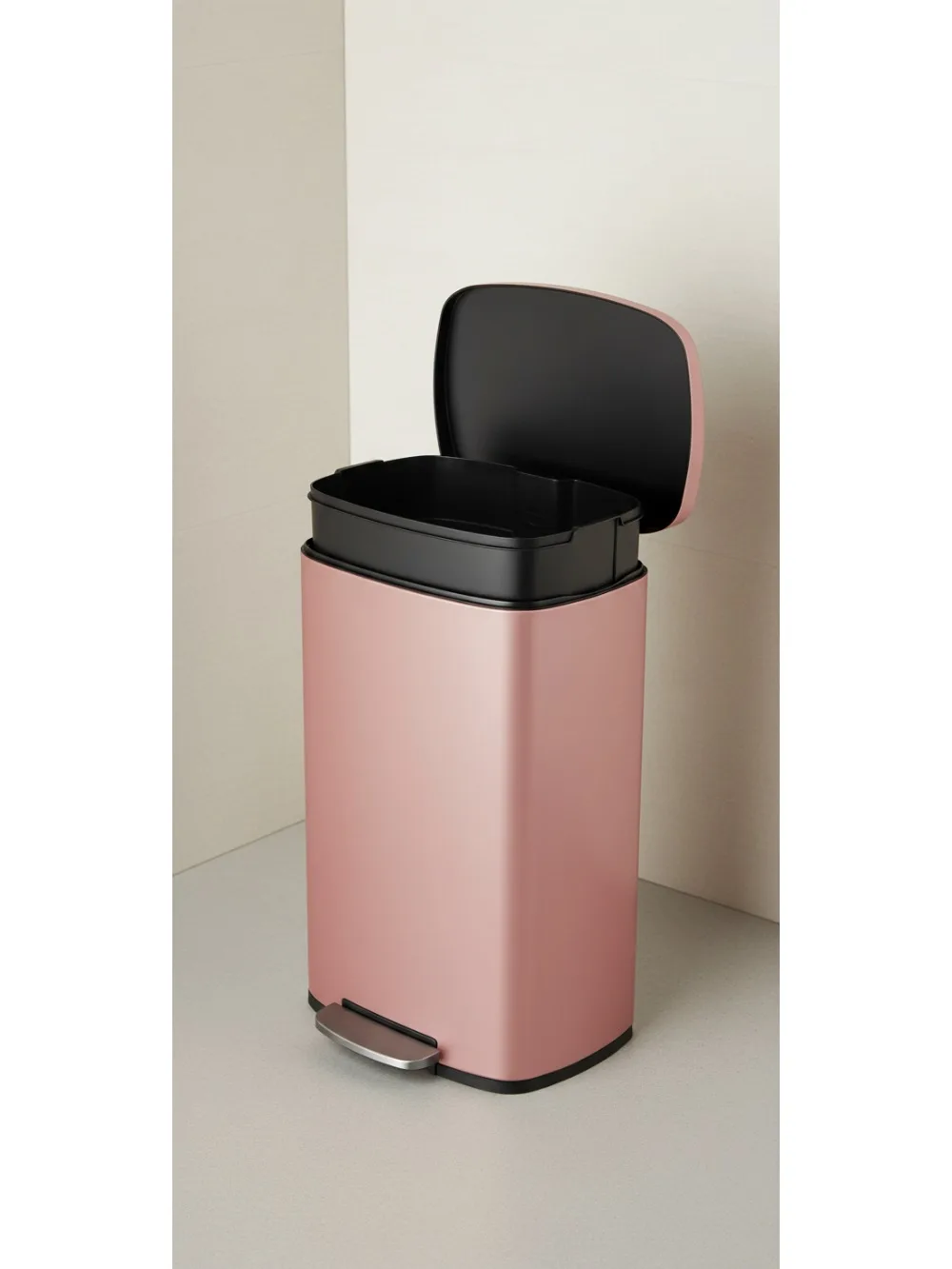 

50L Stainless Steel Kitchen Trash Can with Soft Close Pedal, Removable Bucket for Home Office