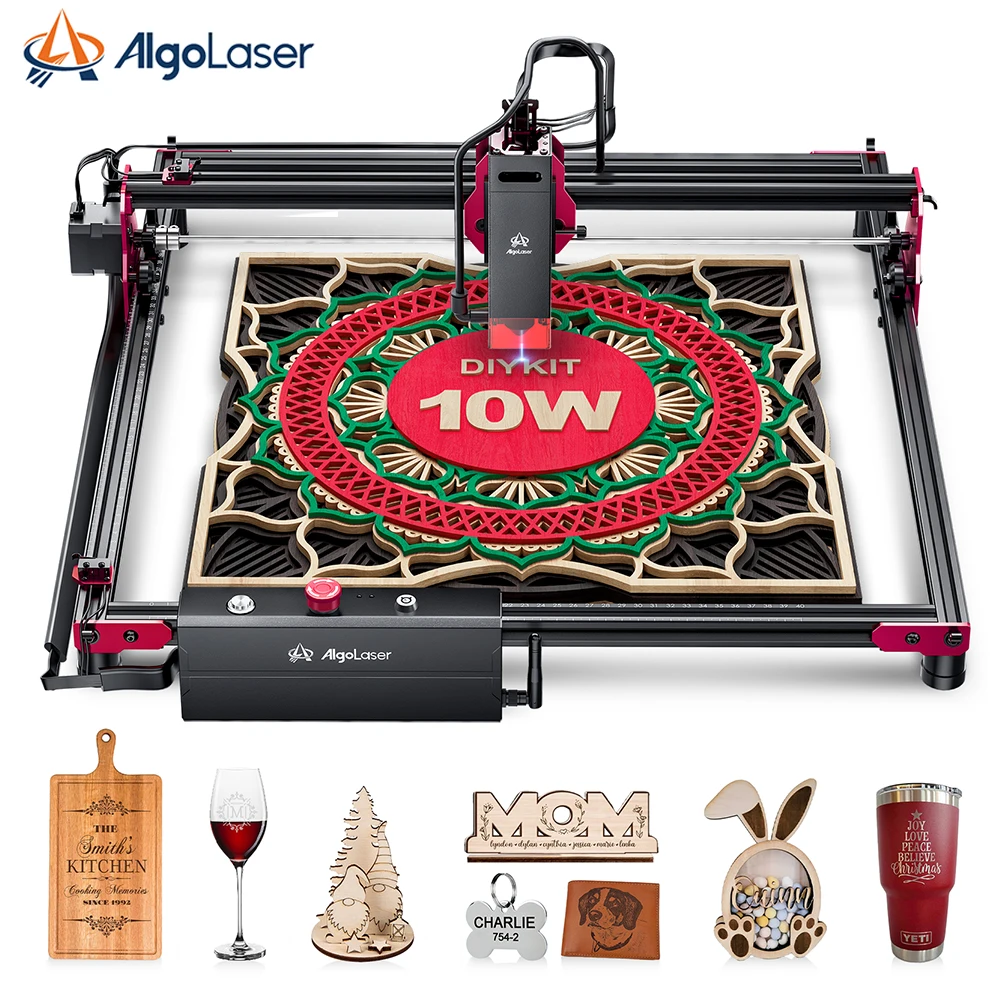 algolaser laser gravador cortador maquina de gravura com rolo rotativo opcional painel raiser bomba de ar kit faca voce mesmo 5w 10w 01